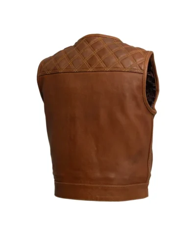 Men's Biker Brown Quilted Leather Vest