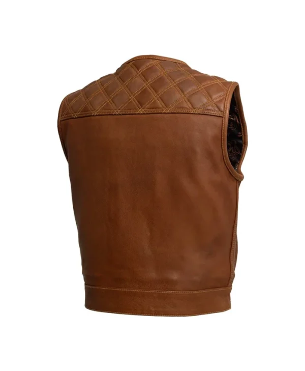 Men's Biker Brown Quilted Leather Vest