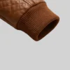 Brown Bomber Quilted Leather Jacket For Womens
