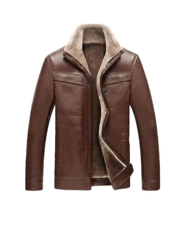 Mens Brown Fur Leather Jacket