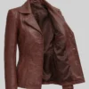 Brown Leather Blazer For Women