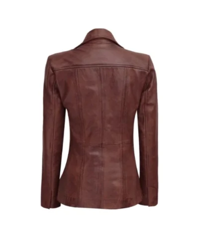 Brown Leather Blazer For Women’s