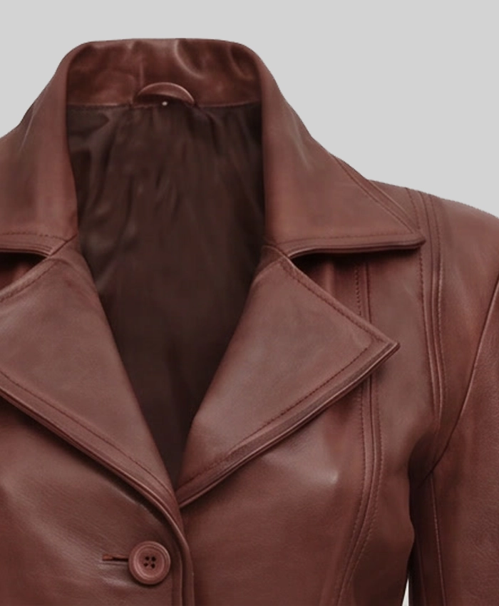 Brown Leather Blazer Women