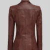 Brown Leather Blazer Womens
