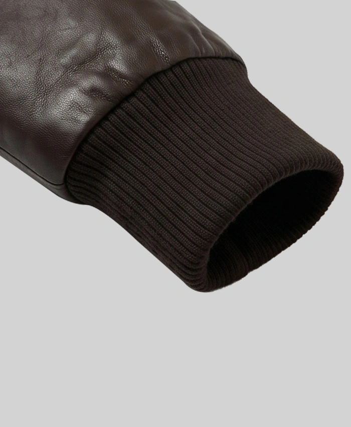 Brown Leather Bomber Jacket For Womens