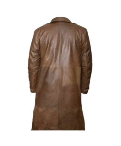 Mens Brown Leather Trench Coat