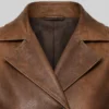 Brown Leather Trench Coat For Men Collar
