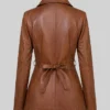 Brown Long Leather Trench Jacket For Women