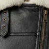 Brown Shearling Leather Bomber Jacket For Womens Collar and front