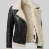 Brown Shearling Leather Bomber Jacket Womens