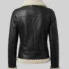 Brown Shearling Leather Bomber Jacket Womens Back