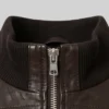 Brown Slim Fit Bomber Leather Jacket Women