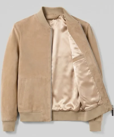 Brown Suede Bomber Jacket For Men