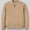 Brown Suede Bomber Jacket For Mens