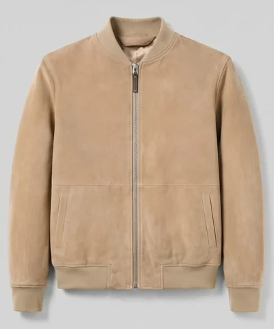 Brown Suede Bomber Jacket For Mens