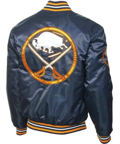 Buffalo Sabres varsity Rib-Knitted Satin Jackets Back