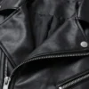 Buston Black Shining Leather Biker Jacket For Men Collar