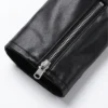 Buston Black Shining Leather Biker Jacket For Men Detailed Cuffs
