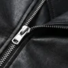 Buston Black Shining Leather Biker Jacket For Men Zip Detailed