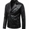 Buston Black Shining Leather Biker Jacket For Mens
