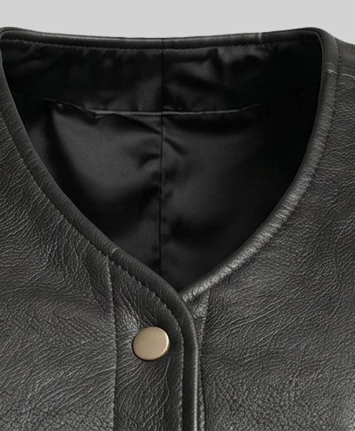 Button-Up Moto Leather Vest Women