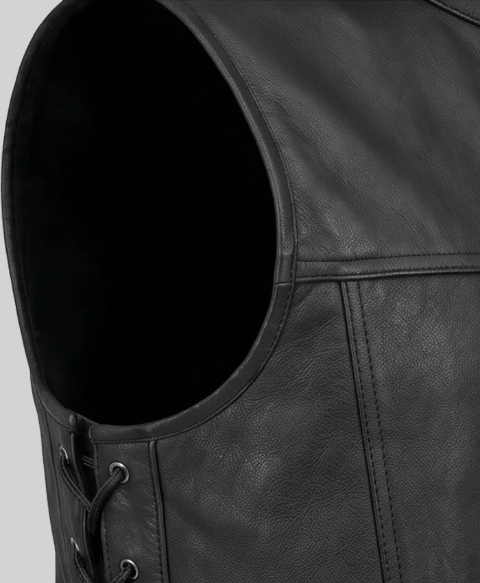 Button-Up Sharp Shooter Leather Vest Mens