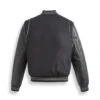 Black Leather Varsity Bomber Jacket
