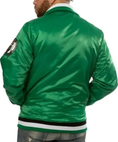 Boston Celtics Zip-Up Green Satin Varsity Jacket