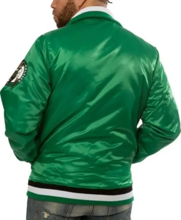 Boston Celtics Zip-Up Green Satin Varsity Jacket