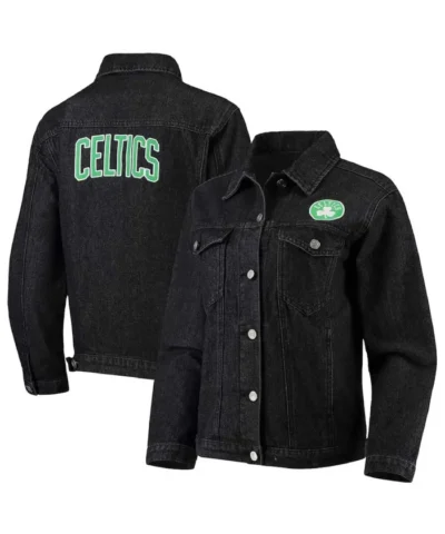 Buy Boston Celtics Patch Button-Up Black Denim Jacket