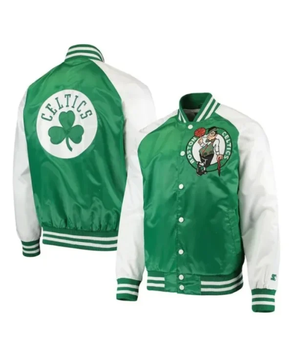 Boston Celtics Point Guard Kelly Green and White Full-Snap Jacket