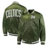 Shop Boston Celtics Satin Full-Snap Green Varsity Jacket