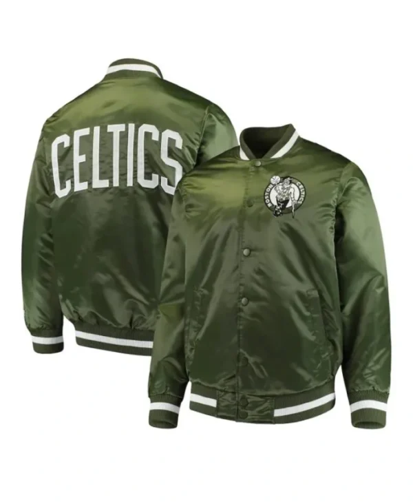 Shop Boston Celtics Satin Full-Snap Green Varsity Jacket