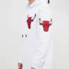 Chicago Bulls White Pullover Fleece Hoodie