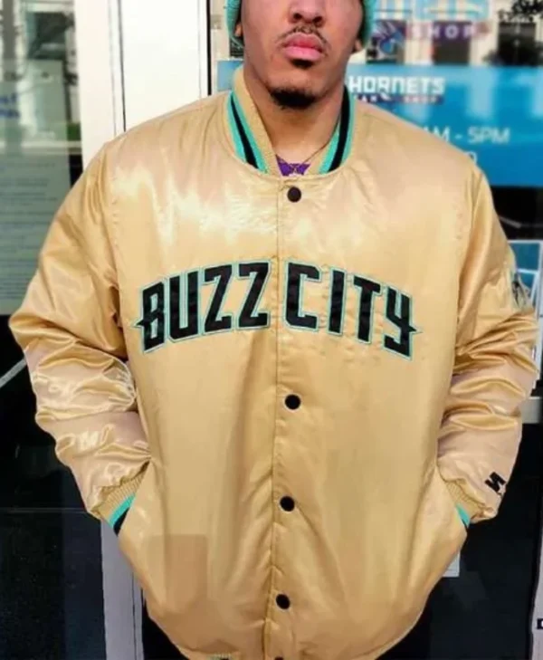 Charlotte Hornets Pastel Orange Satin Jacket