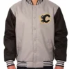 Calgary Flames Gray Full Snap-Tab Varsity Jackets