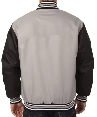 Calgary Flames Gray Full Snap-Tab Varsity Jackets Back