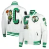 Capsule Boston Celtics Mash Up Full-Snap White Satin Jacket