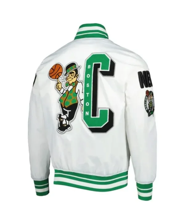Boston Celtics Mash Up White Satin Jacket