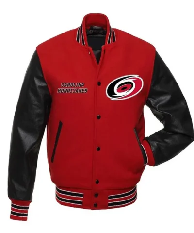 Carolina Hurricanes Rib-Knitted Varsity Wool Jacket