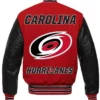 Carolina Hurricanes Rib-Knitted Varsity Wool Jacket Back
