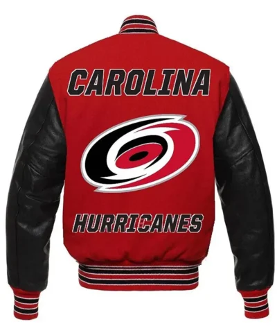 Carolina Hurricanes Rib-Knitted Varsity Wool Jacket Back