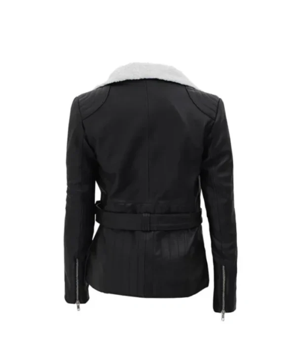 Black Women’s Carrie Shearling Belted Leather Jacket