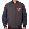 Washington Nationals Varsity Charcoal and Navy WoolLeather Full-Snap Jacket