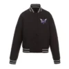 Poly Twill Charlotte Hornets Black Full-Snap Jacket