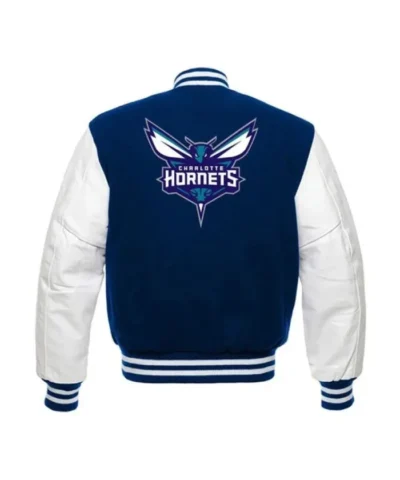 Charlotte Hornets Blue and White Varsity Jacket
