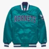 Classic Charlotte Hornets Teal Full-Snap Satin Jacket