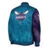Fast Break Charlotte Hornets PurpleTeal Satin Jacket