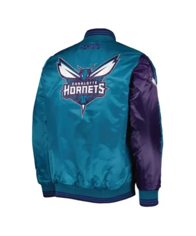 Fast Break Charlotte Hornets PurpleTeal Satin Jacket