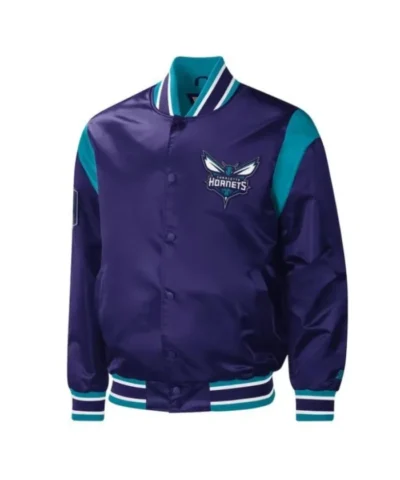 Shop Force Play Charlotte Hornets Full-Snap Satin Purple Varsity Jacket